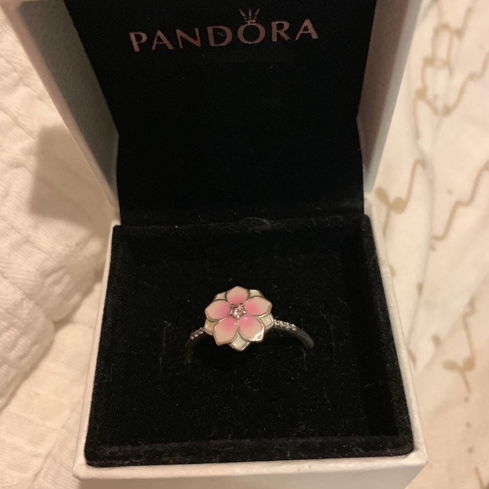 Pandora pink flower ring